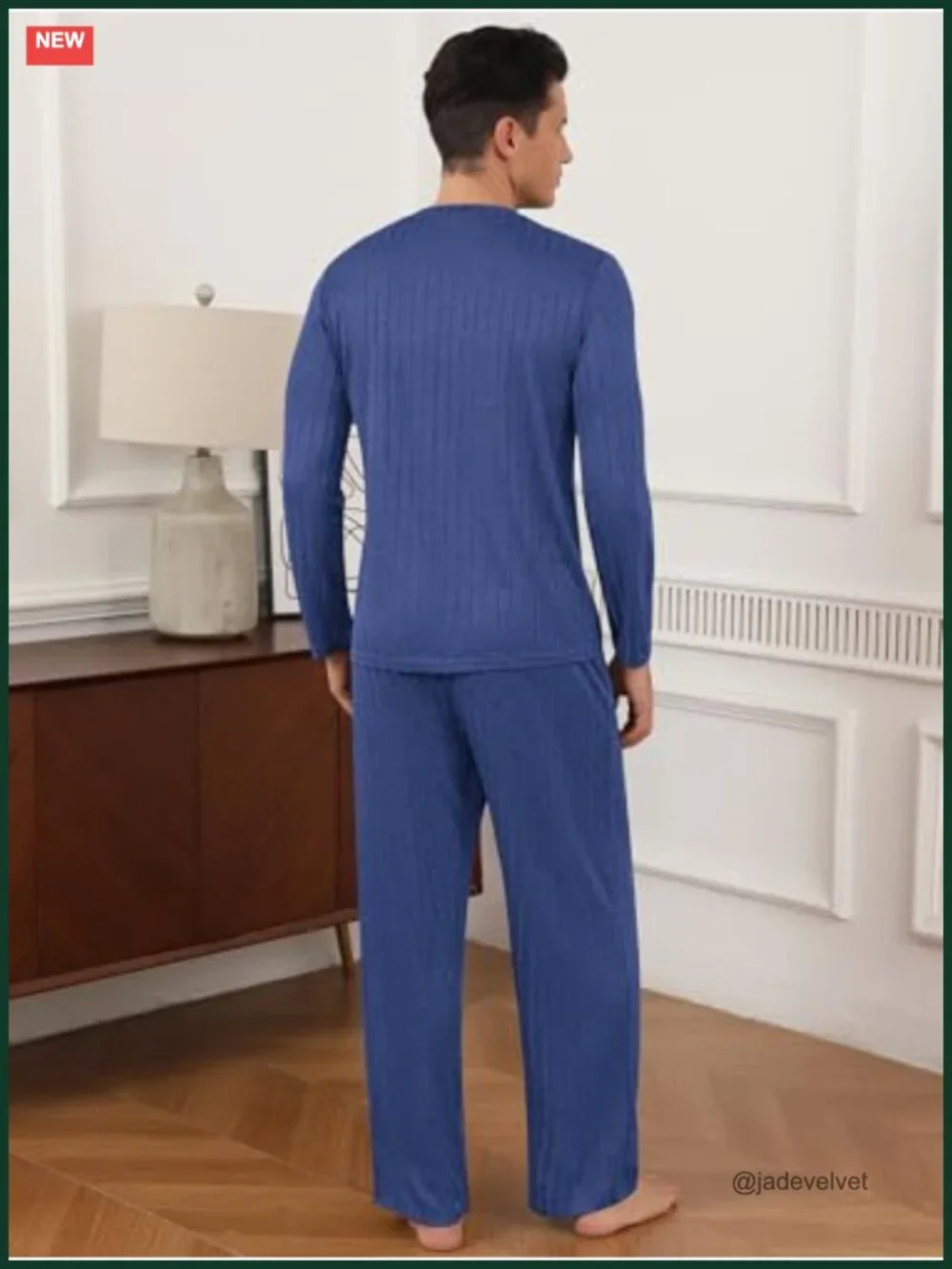 Men's Pajama Set Soft Ribbed Lightweight Lounge Wear 2 Piece Sleepwear
